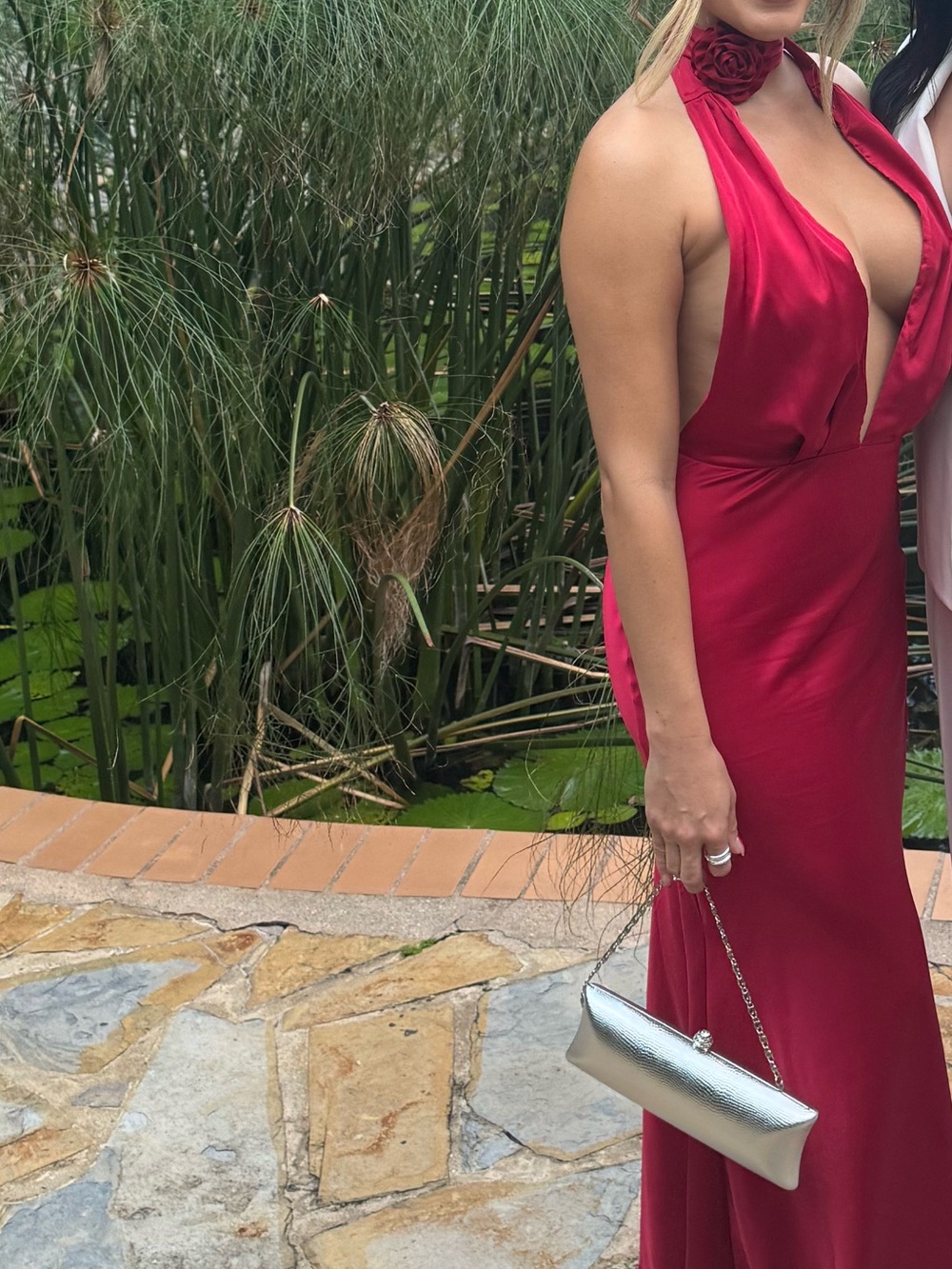 Red Halter Backless Evening Dress - Elegant Party Gown